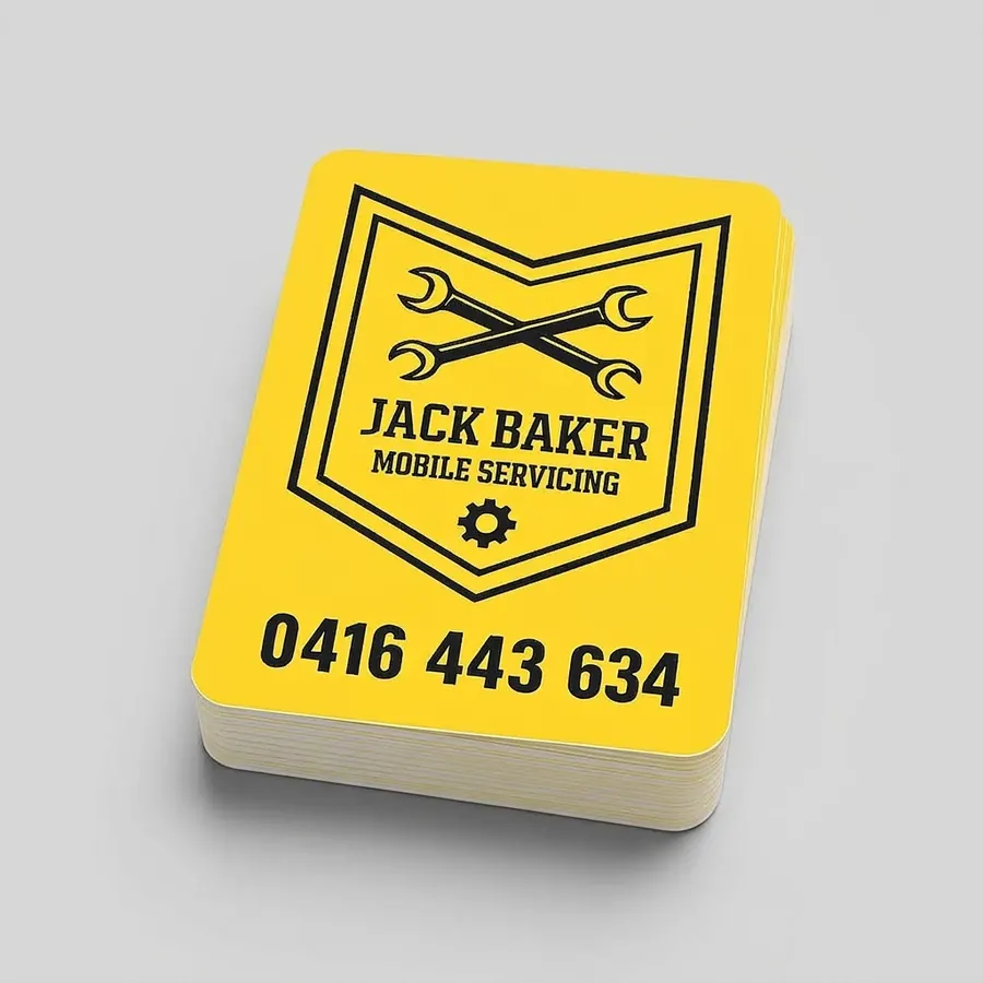 Stack of Jack Baker Mobile Servicing rear window stickers
