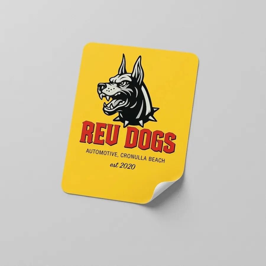 Reu Dogs Automotive yellow rear window sticker