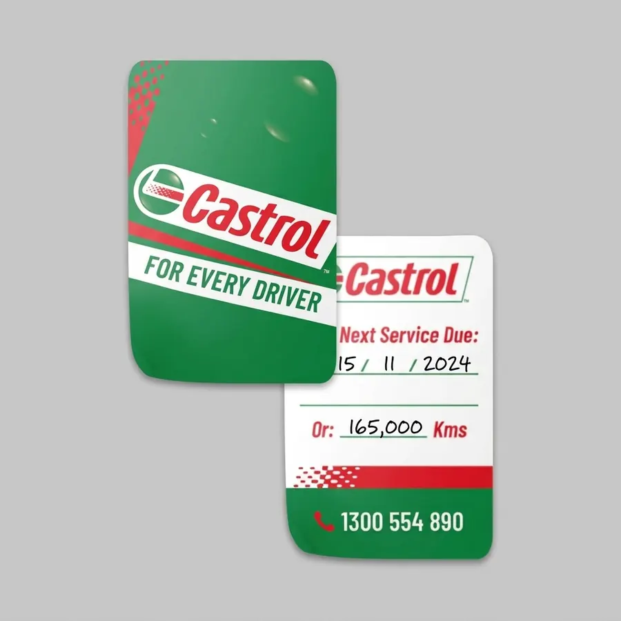 Castrol branded service reminder stickers
