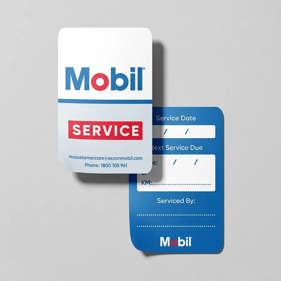 Mobil Service sticker with printed service record fields