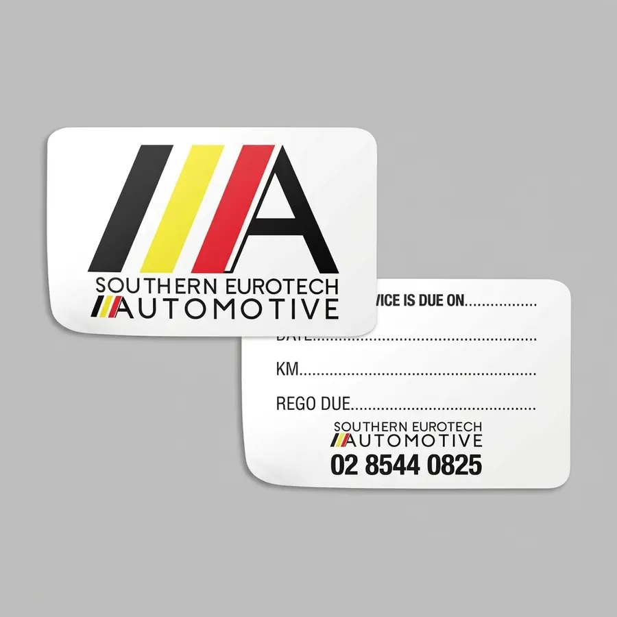 Southern Eurotech Automotive white service sticker