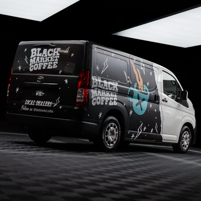 Black Market Coffee van wrap